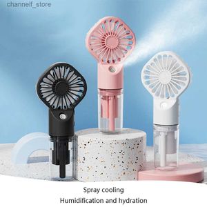 Electric Fans Portable mini air conditioner USB charging portable humidifier fog cooler 4-speed cooling spray humidifier fan low noiseY240320