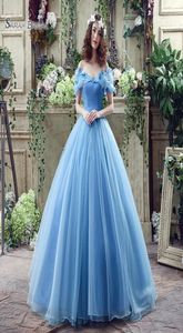 2020 principessa pizzo blu abito da ballo in rilievo con spalle scoperte tulle senza maniche plus size abiti da sera da sposa SQS037 vestito da ballo4572218