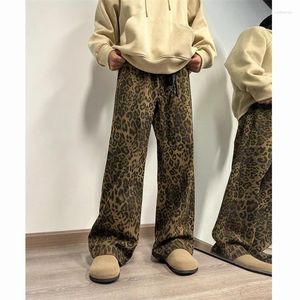 Men's Jeans Leopard Print Denim Men Design Sense American Hiphop High Street PantsVibe Trendy Brand Versatile Straight Leg Micro Flared Pant