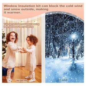 Window Stickers Transparent Curtain Reusable Insulation Kit With Adhesive Straps For Winterizing Waterproof Thermal