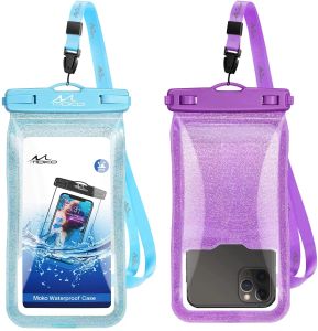 Obejmuje Waterproof Waterproof Thild Upuch Uchwyt Floating 2PC, Ipx8 Glitter Case Sucha torba na iPhone 13/13 Pro Max/iPhone 12 min/12 Pro Max 11