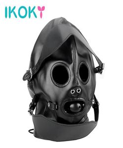 IKOKY Sesso Copricapo Restraint Maschera per cappuccio Maschera per testa sexy Fetish SM Bondage Schiavo Giochi per adulti Giocattoli sessuali per coppia Giocattoli erotici q1707184755057