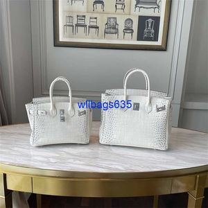 TOTE BAGS Himalaya Crocodile torebka oryginalna wysokiej klasy niestandardowa rhinestone klamra himalajska biały wzór krokodyla Platynowa torba Silver Buckl ma logo HB3QCT