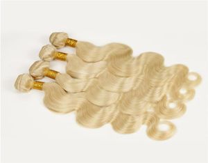 Güzel sarışın renk 613 Avrupa Brezilyalı Bakire Saç Vücut Dalga Dalgalı Saç Dokumaları 4pcs 100g Karışık 8quot30 Quot Remy Blonde 5422367