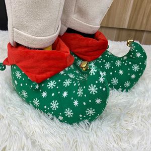 HBP Non-Brand wholesale winter Christmas Jingle Bells slippers full heel warm home women men kids soft children indoor boots shoes