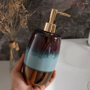 Liquid Soap Dispenser Retro Lotion Bottle Ceramic Hand Sanitizer Badrum Portable Push-Type Shampoo Dusch Gel Storage Supplies