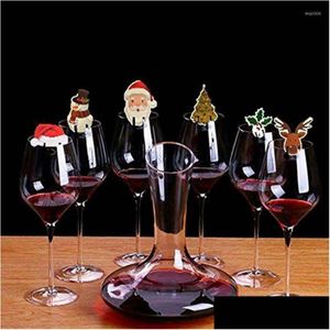 Noel dekorasyonları 10 adet içecek cam takılar kokteyl işaretleri parti fincanları tanımlayıcı şarap işaretçisi bırakma teslimatı ev bahçe festivali dhycj