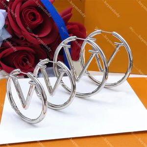 Luxury Gold Hoop Earrings Ladies Party Date Danglers Designer Letter Silver Studs Women Gift Anniversary