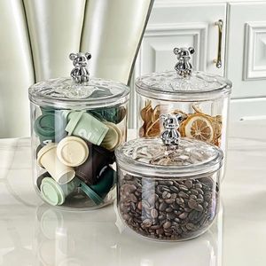 Storage Bottles 900/1400ML Clear Sealed Jar With Bear Handle Large Capacity Dry Goods Nuts Grain Cereal Seasoning Tea Leaf Container Box