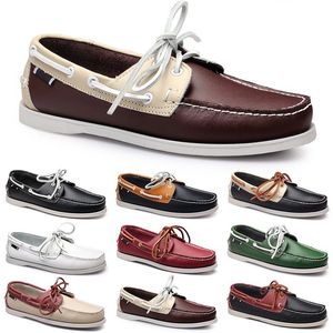 Mens Casual Shoes Black Leisures Silvers Taupe Dlives Brown Grey Red Green Walking Low Soft Multis Leather Men Sneakers Outdoor Trainers Boat Shoes Breattable AA062