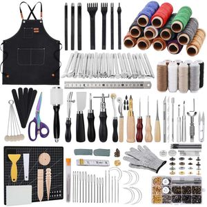 LOKUNN Kit di utensili, Strumenti e forniture Strumenti di lavoro, Kit di creazione, Kit da cucito in pelle per principianti o professionisti con manuale degli strumenti