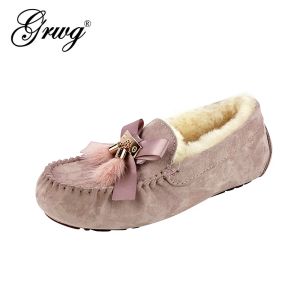 Boots 100% Genuine Leather Women Flats Casual Moccasins Driving Shoes Natural Fur Wool Women Loafers Fashion Comfortable Shoes Woman
