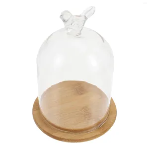 花瓶透明なガラスドーム鳥のデザインは、木材ベースのマイクロランドスケープ花瓶をカバーしています