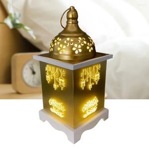 Table Lamps Muslim Eid Storm Lamp Portable Wooden Lantern Ramadan Light Crafts Party Decor For Home Outdoor