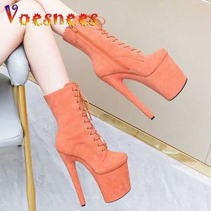 Kleid Schuhe Stripper Heels Sexy Kampf Fetisch 8 Zoll Hohe Plattform Stiefeletten Frauen Winter Gothic 20 cm Orange Pole dance H240325