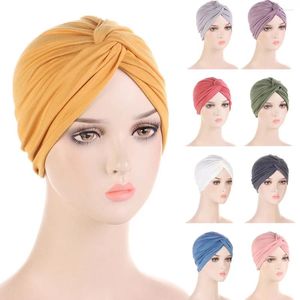 Abbigliamento etnico Ultimo Elastico Torsione Nodo Cappello Turbante Donne Musulmane Hijab Foulard Wrap Berretti Cofano Perdita di capelli Bandana Chemio Cap