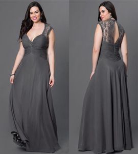 Chiffon Dress Prom Open Back Lace Floor Length Plus Size Prom Specific Occasion Dresses Sleeveless Deep V Neck High Quality Formal7629566