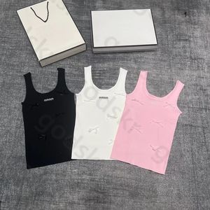 Sexy Bow Tank Tops Women Fashion Sleeveless Crop Tops Fashion U Collar Embroidery Letter Camisole