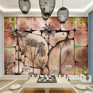 Wallpapers Customize European Retro Wood Plank Abstract Forest Bird Restaurant Bar Wall Custom Large Mural Green Wallpaper Papel De Parede