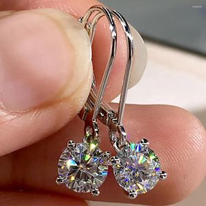 Hoop kolczyki niestandardowe solid 18K AU750 Białe złote kobiety klip moissanite Diamonds okrągłe przyjęcie weselne rocznica rocznicowa