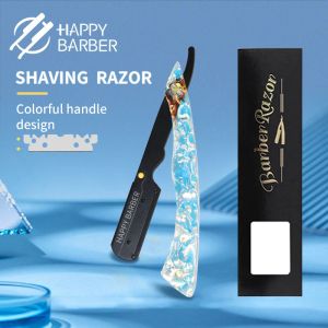 Razor Happy Barber Razor For Shaving Men Colorful Classic Shaving Knife Facial Razor Professional Hairdresser Barber Accessories