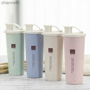 Vattenflaskor Nya 450 ml Protein Powder Shaker Water Bottle Wheat Straw BPA Gratis mixer Sport Fitness Protein Shaker Milk Shake Bottle 1PC YQ240320