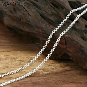 Correntes 2mm 925 Sterling Silver Link Chain Colar Homens 18-24inch Fit Pingentes Pure Thai Punk Black Jóias