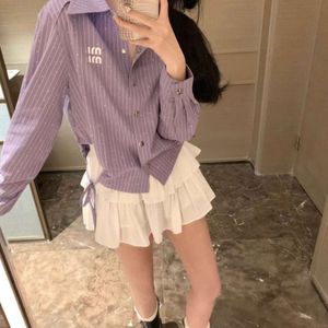 Designer Shirts Women Shirt Fashion Spring Letter Embroidery Blouse Diamond Loose Lapel Long Sleeve Coat Tops Size S-L