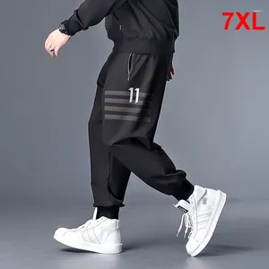 Calças masculinas tamanho grande homens jogger streetwear casual harem pant oversize sweatpants cintura elástica calças pretas plus 6xl 7xl hx404