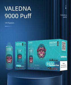 Valedna Vapes 9000 P Banana Ice Disponible Vapor Pen Electronic Cigarettes 14 ML POD 6 Glödande färger Luftjusterbar 5% ångpodoljekärna Separation 9K 055009