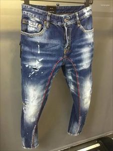 Men's Jeans Hole Local Do Old Scratched Spliced Ripped Fashion Pencil Pants A177#
