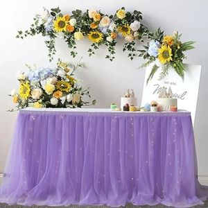 Tulle Table Skirt Highend Goldrimmed Mesh Years Wedding Decoration El Supplies Y240307