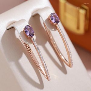 Dangle Earrings JULYDREAM Oval Purple Zircon Personality Long 585 Gold Color Fashion Accessories Slender Wedding Party Jewelry