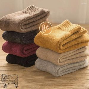 Women Socks Winter Wool Male Men Warm Sock Super Thicker Solid Merino Against Cold Snow Terry 1 Pairs