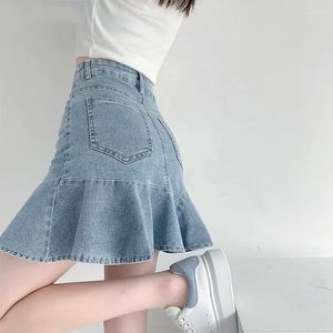 Юбки LKSK, женские джинсовые ретро-стиранные летние корейские уличные стили, дизайн динамиков в стиле Харадзюку, короткая мини-юбка