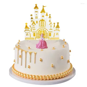 Zapasy imprezowe 5pcs Castle Princess Cake Toppers Happy Birthday Cakes Topper Pink Ferris DEEDSER DESSER Baby Shower