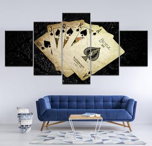 5 kart panelowych Poker Game Pictures Wall Art Odciski na płótnie Modern Pop Art Plakaty i wydruki do dekoracji pokoju 9315968