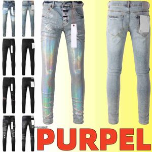purple jeans designer jeans mens jeans men Knee Skinny Straight Size 28-40 Motorcycle Trendy Long Straight Hole High Street denim wholesale 2 pieces 10% off