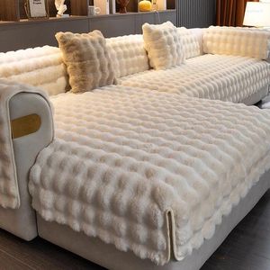 Stuhlhussen verdicken Plüsch-Sofabezug einfarbiges Handtuch rutschfeste Couch-Schonbezüge Winter warm für Wohnzimmer