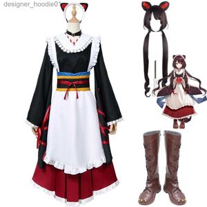 cosplay Costumi anime Anime YouTuber virtuale NIJISANJI Inui Toko parrucca da gioco di ruolo Cameriera giapponese abito da soffitta stivali da donna Kaii Festa di Natale setC24320