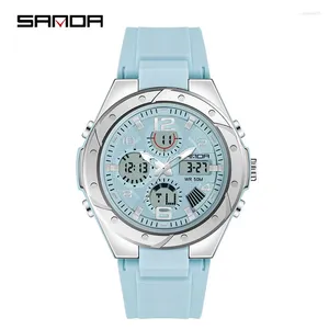Wristwatches SANDA Digital Watch Women Sport Chronograph Calendar Lady Quartz Wristwatch 50m Waterproof Female Girl Electronic Clock 6062