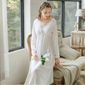 Mulheres sleepwear sexy v pescoço laço mulheres noite vestido longo vitoriano vintage camisola peignoir senhoras princesa nightwear casa loungewear