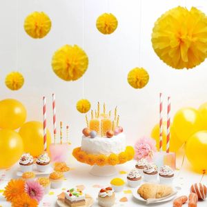 Украшение для вечеринки, комплект из 1 шт., 7,8-дюймовая желтая бумага для дня рождения, цветочные шары, украшения из цветов с помпоном