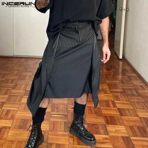 Men's Shorts 2023 Mens Ski Stripe Spliced Button Loose Fashion Pants Mens Personalized Street Clothing Unisex Irregular Ski S-5XL L240320