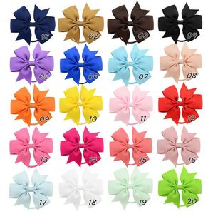 Kids Colorful Big Hair Bow Girls Boutique Solid Grosgrain Hairpins Hair Accessories Hairclips Hair Ties Holder Wholesale