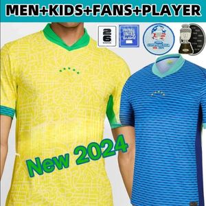 BraziLS Soccer Jersey 2024 Copa America Cup NEYMAR VINI JR Kids Kit Sets 2025 BRasIL National Team Football Shirt 24 25 Home Away Player Version RODRYGO MARTINELLI