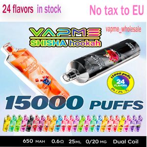 オリジナルのVapme Shisha 15000パフ使い捨ての電子タバコ24色650 MAH充電式バッテリー24ml Prefilled Pod Big Vapor Kit Airflow Control vs JNR 12000