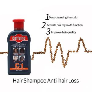 Schampokonditioner 200 ml koffein professionell schampo hår återväxt anti förlust tillväxt förhindra behandling skönhet hälsa närande hårbotten skydd vård vård