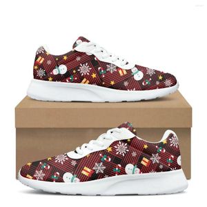 Casual Shoes Snowman Snowflake Gift Pattern Air Mesh Sneakers For Women Convenient Lace Up Outdoor Men's Training Basketball