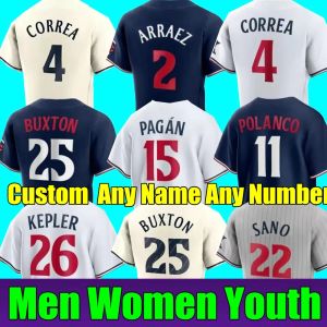 Personalizado 2024 Lewis Baseball Jerseys Byron Buxton Luis Arraez Carlos Correa MINNESOTA Max Kepler Sanchez Urshela GORDON JORGE POLANCO MIGUEL SANO S-4XL